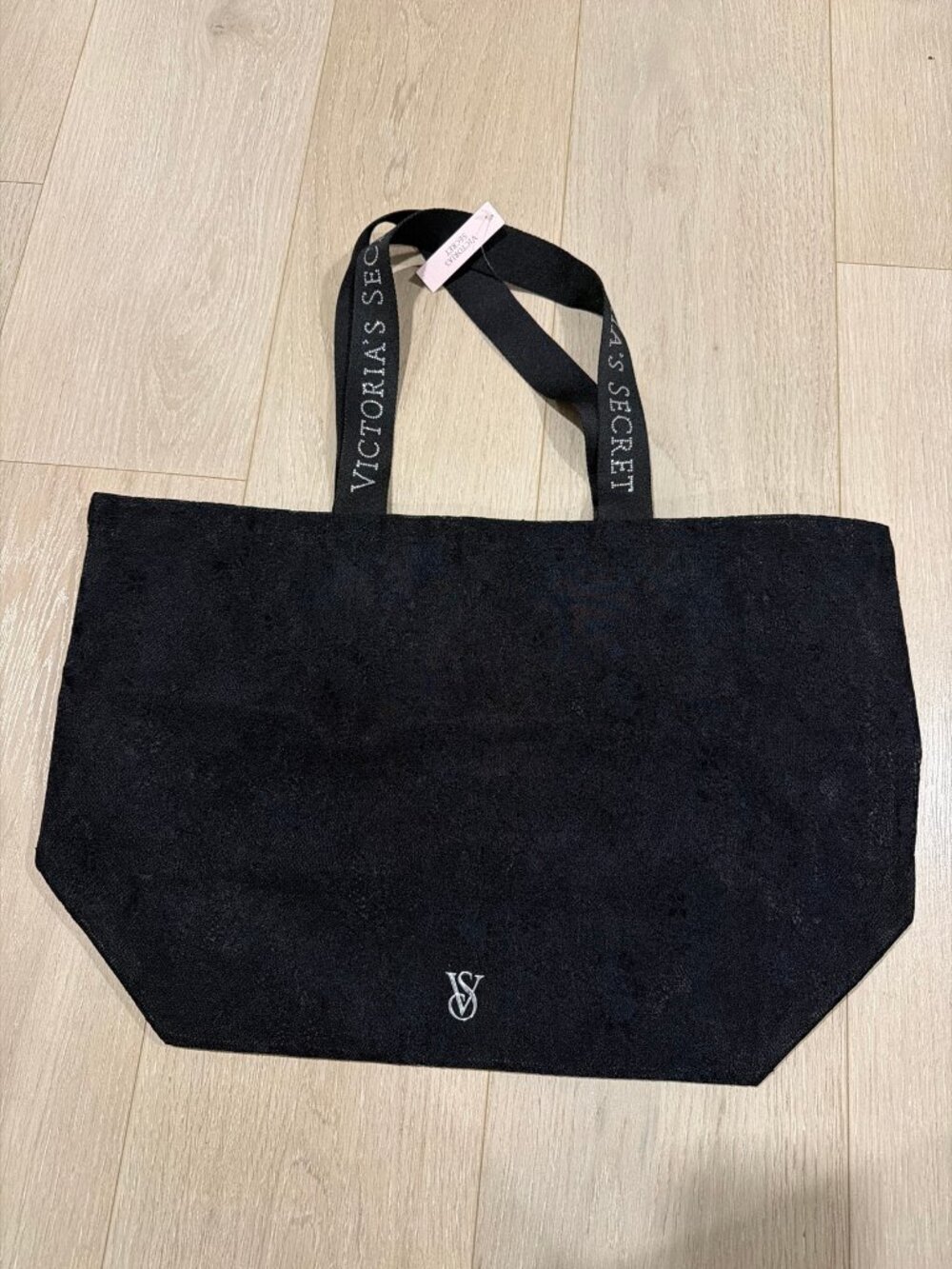 Victoria's Secret Women's Black Terry Cloth Tote Bag